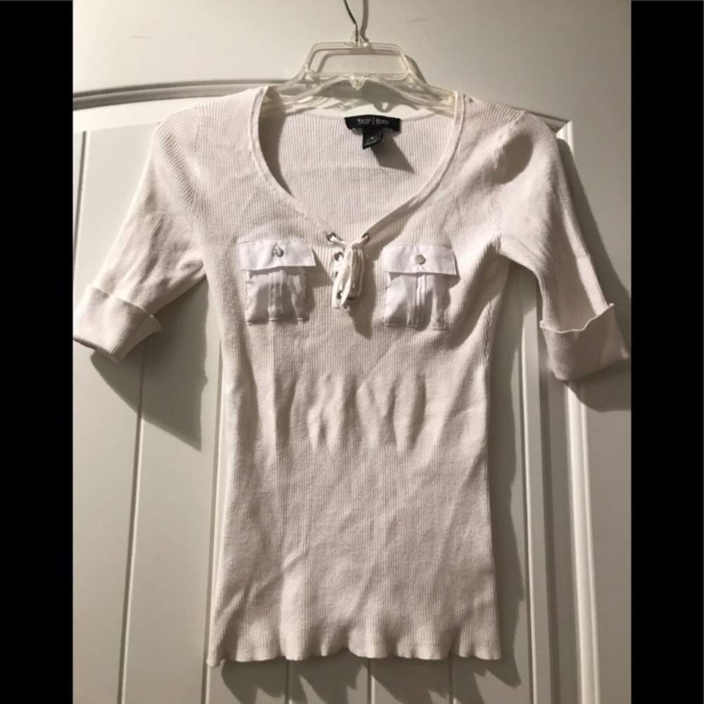 🌼3/$30🌼 WHBM Ribbed Lace-up short sleeve sweater small